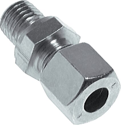 Exemplary representation: Straight screw-in fitting with elastomer seal, metric, galvanised steel