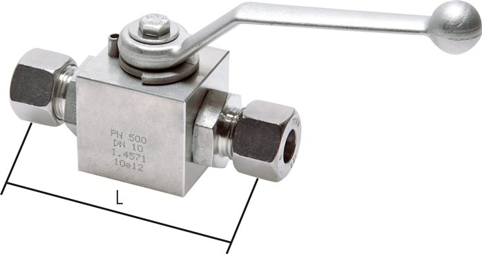 Exemplary representation: Stainless steel high-pressure ball valve with cutting ring connection