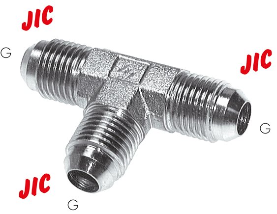 Exemplary representation: T-screw connection with JIC thread (male), galvanised steel