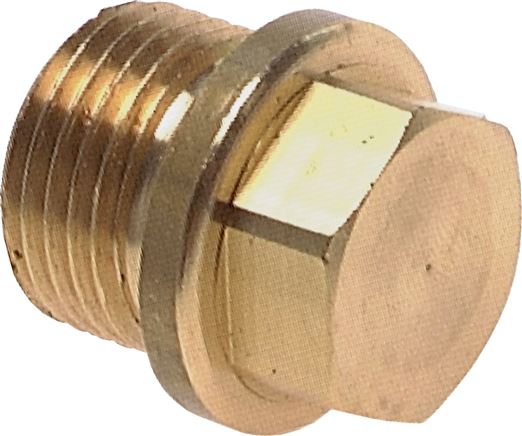 Exemplary representation: Closing plug with external hexagon & collar, cylindrical thread, 16 bar brass