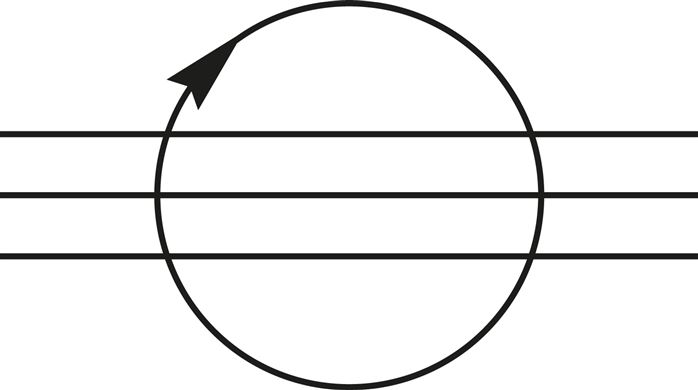 Schematic symbol: Rotary feedthrough, 3-way